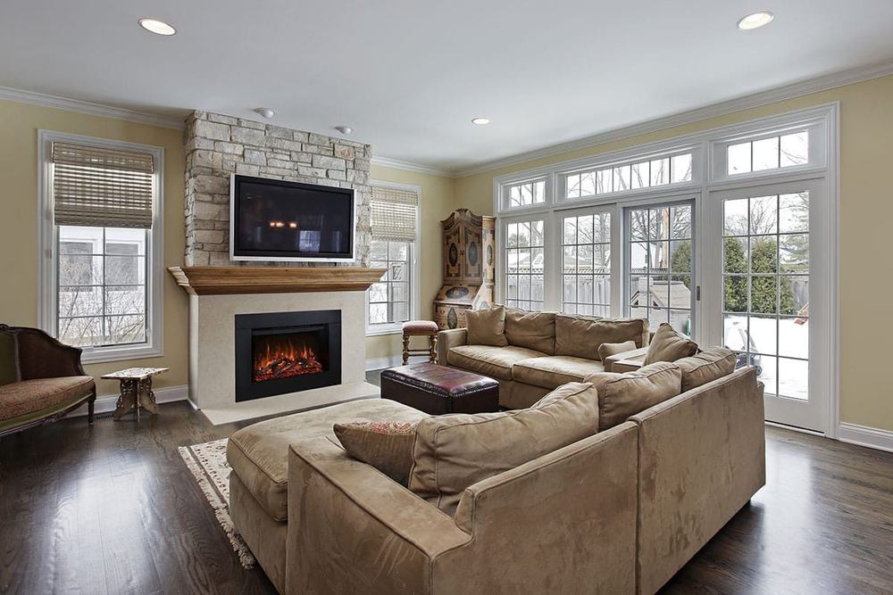 A fireplace installation
