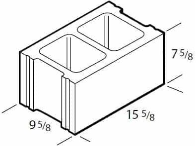 Dimensioned drawing of a 10 inch 2-hole line concrete block
