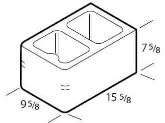 Dimensioned drawing of a 10 inch double bullnose concrete block