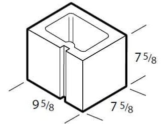 Dimensioned drawing of a 10 inch half concrete block