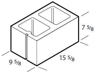 Dimensioned drawing of a 10 inch jam sash concrete block
