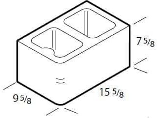 Dimensioned drawing of a 10 inch single bullnose concrete block