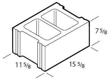 Dimensioned drawing of a 12 inch 2-hole line concrete block
