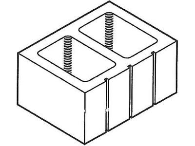 Dimensioned drawing of a 12 inch 3 score concrete block