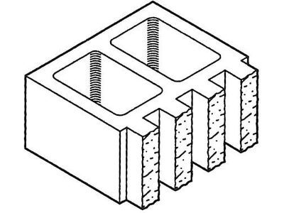 Dimensioned drawing of a 12 inch 4 ribbed fluted concrete block