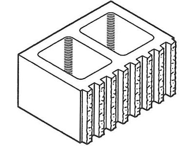 Dimensioned drawing of a 12 inch 8 ribbed fluted concrete block