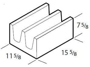 Dimensioned drawing of a 12 inch closed bottom bond beam concrete block