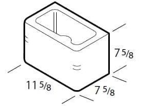 Dimensioned drawing of a 12 inch double bullnose half concrete block