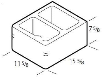 Dimensioned drawing of a 12 inch double bullnose concrete block