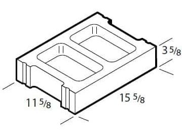 Dimensioned drawing of a 12 inch half high concrete block