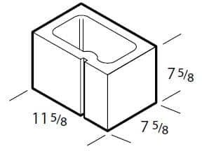 Dimensioned drawing of a 12 inch half concrete block