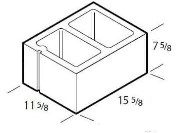 Dimensioned drawing of a 12 inch jamb sash concrete block