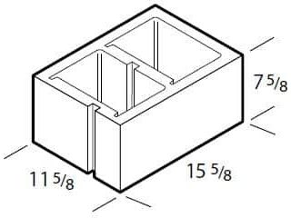 Dimensioned drawing of a 12 inch knock out concrete block
