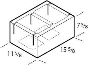 Dimensioned drawing of a 12 inch open bottom bond beam concrete block