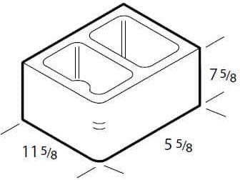 Dimensioned drawing of a 12 inch single bullnose concrete block