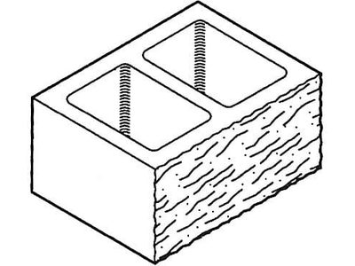 Dimensioned drawing of a 12 split face concrete block