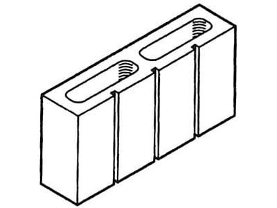 Dimensioned drawing of a 4 inch 3 score concrete block