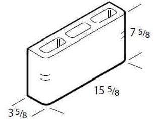 Dimensioned drawing of a 4 inch bullnose pilaster concrete block