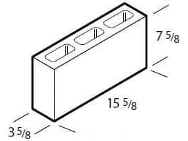 Dimensioned drawing of a 4 inch line concrete block