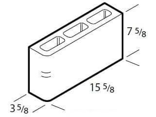 Dimensioned drawing of a 4 inch single bullnose concrete block