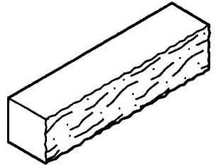 Dimensioned drawing of a 4 x 4 x 16 spit face concrete block