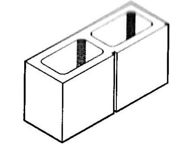 Dimensioned drawing of a 6 inch 1 score concrete block