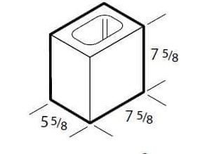 Dimensioned drawing of a 6 inch half corner concrete block