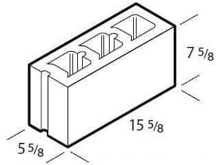 Dimensioned drawing of a 6 inch knock out concrete block