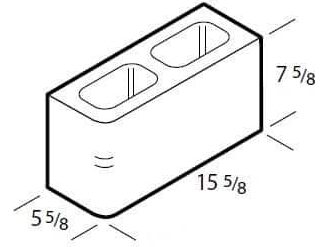 Dimensioned drawing of a 6 inch single bullnose concrete block
