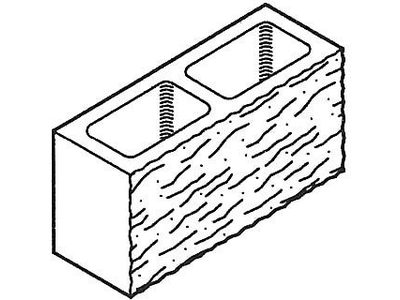 Dimensioned drawing of a 6 split face concrete block