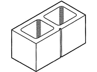 Dimensioned drawing of a 8 inch 1 score concrete block
