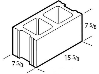 Dimensioned drawing of a 8 inch 2-hole concrete block