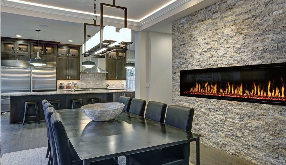 A fireplace installation