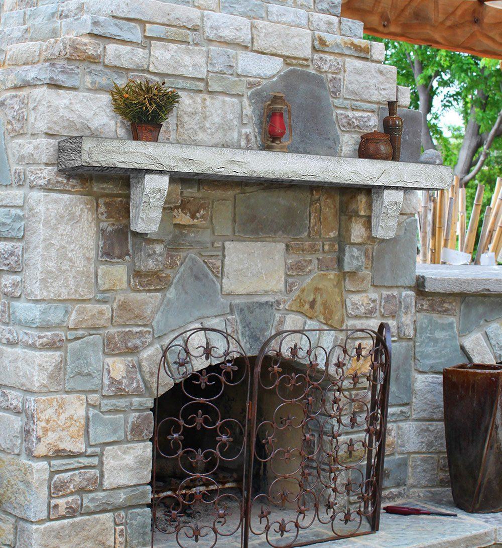 A fireplace installation