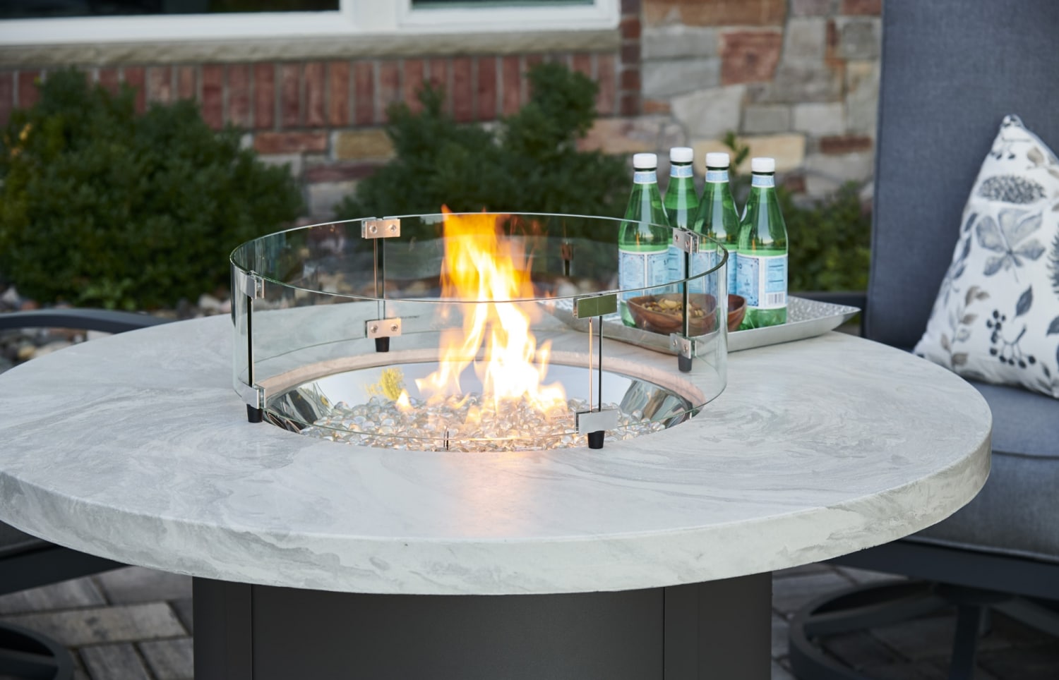 OGR White Onyx Beacon Chat Height Gas Fire Pit Table