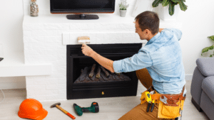 installing fireplace 