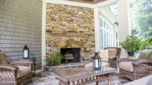 natural stone fireplace