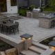 Outdoor living space with patio and hardscape planning for a West Michigan home